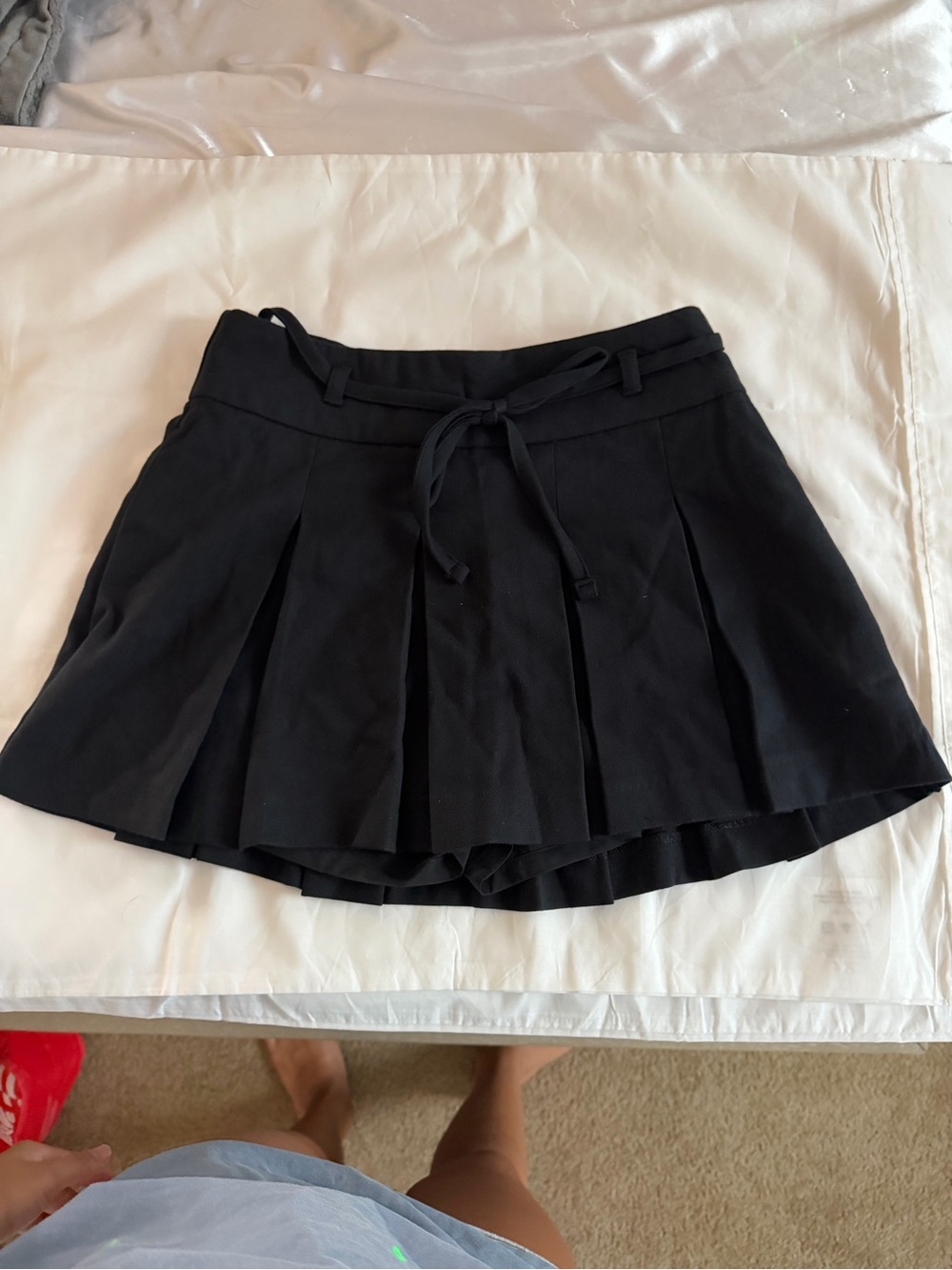Hollister Black Pleated Skater Skirt with Waist Tie